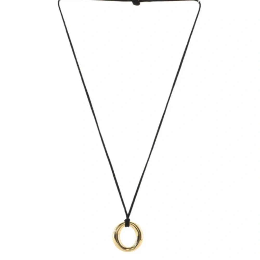 Tiffany & Co Estate ELSA PERETTI 18K Yellow Gold Sevillana Black Cord Necklace - Picture 3 of 4